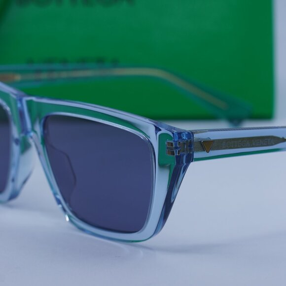 Bottega Veneta BV1291S 003 Rectangle Sunglasses - Transparent Blue/Blue main image 5